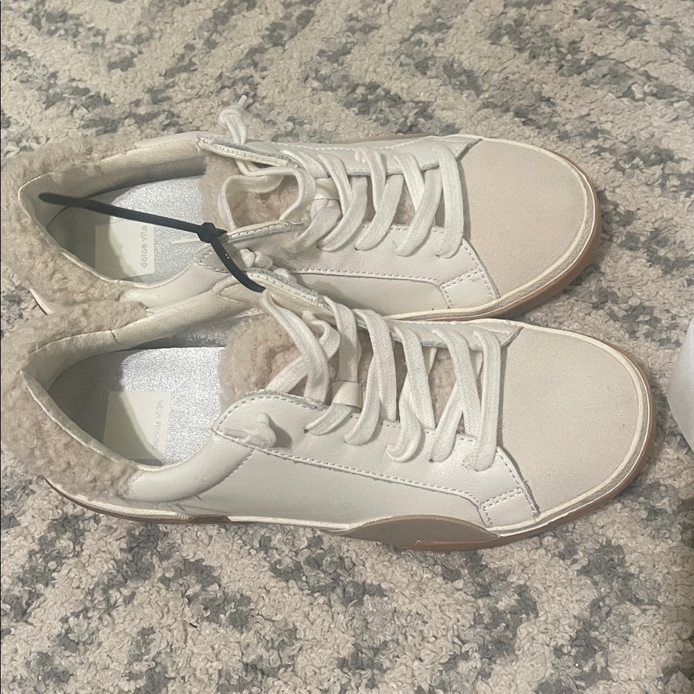 Dolce Vita - Cream Fur-Lined Sneakers